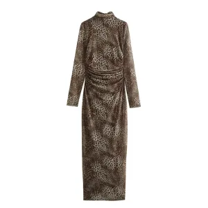 Pre Order:  Animal Print Silk Mesh Dress