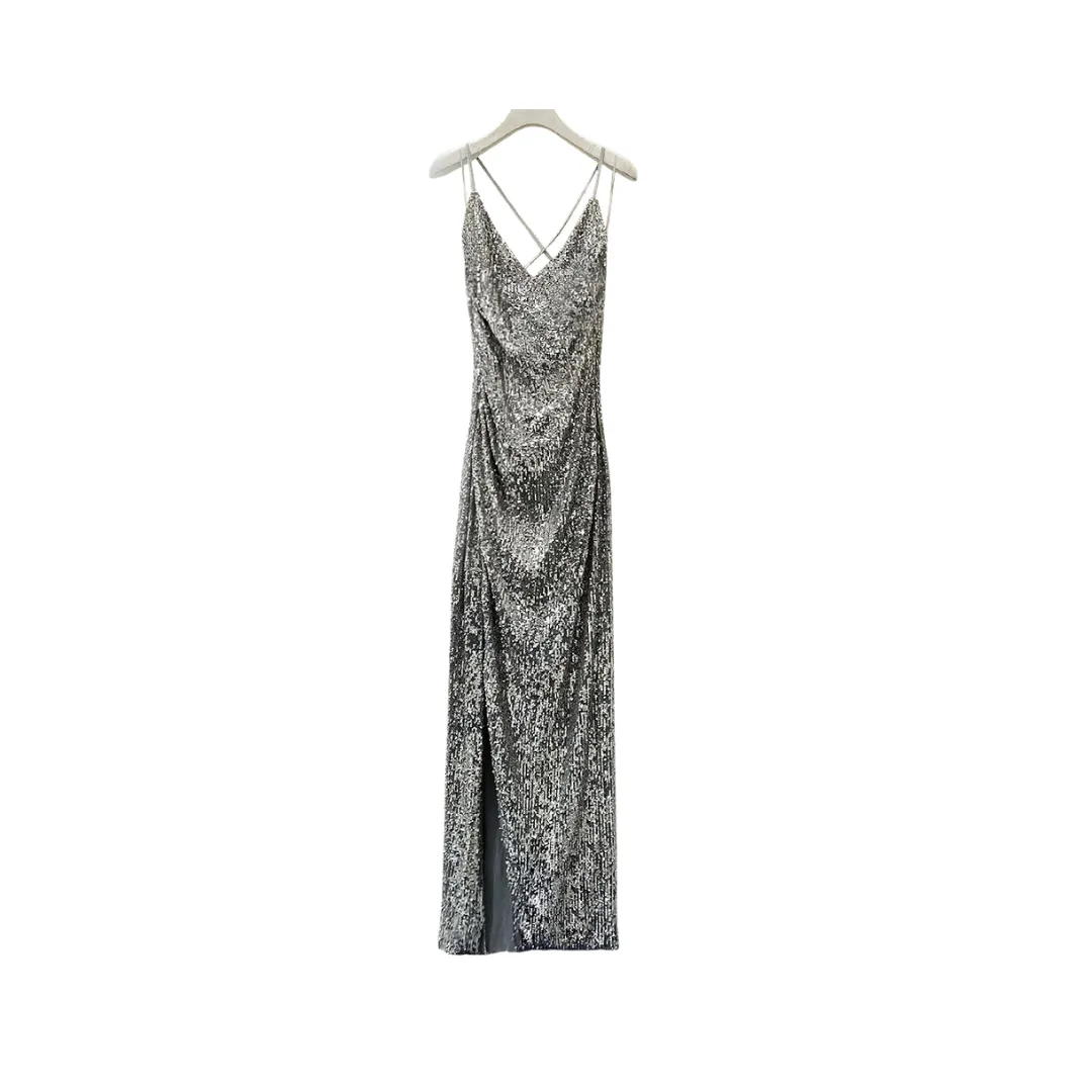 Pre Order:  Classic Sequined Cropped Jacket   Strappy Maxi Dress