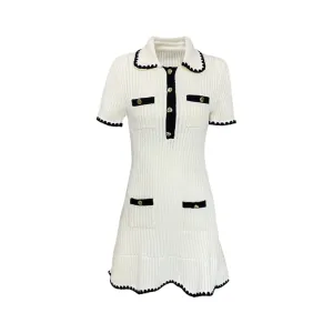 Pre Order:  Knitted Short Sleeve Slimming Mini Dress