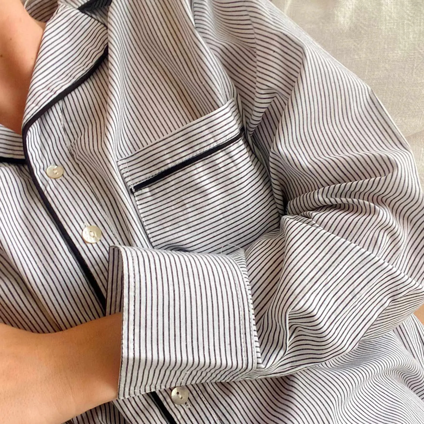 PYJAMAS SHIRT DRESS // WOMEN // GREY STRIPE