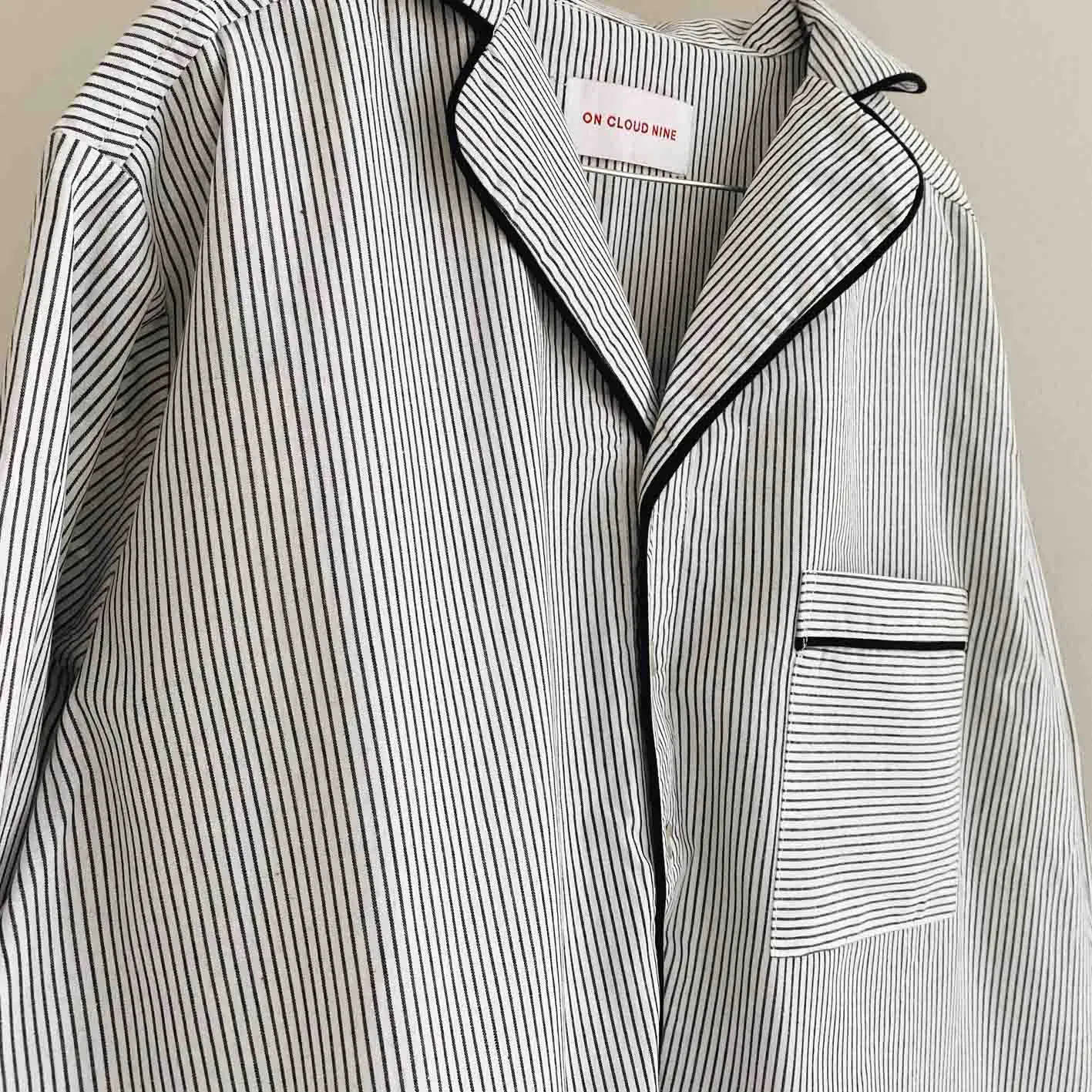 PYJAMAS SHIRT DRESS // WOMEN // GREY STRIPE