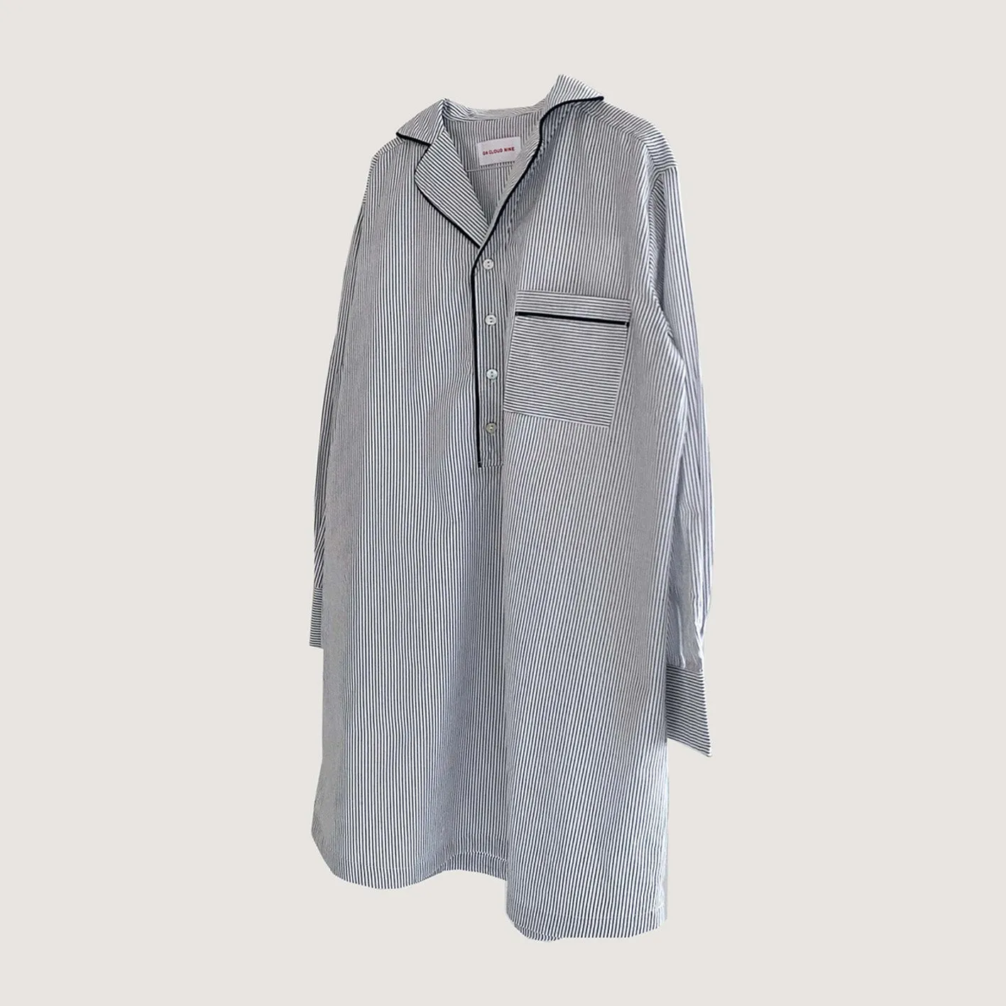 PYJAMAS SHIRT DRESS // WOMEN // GREY STRIPE