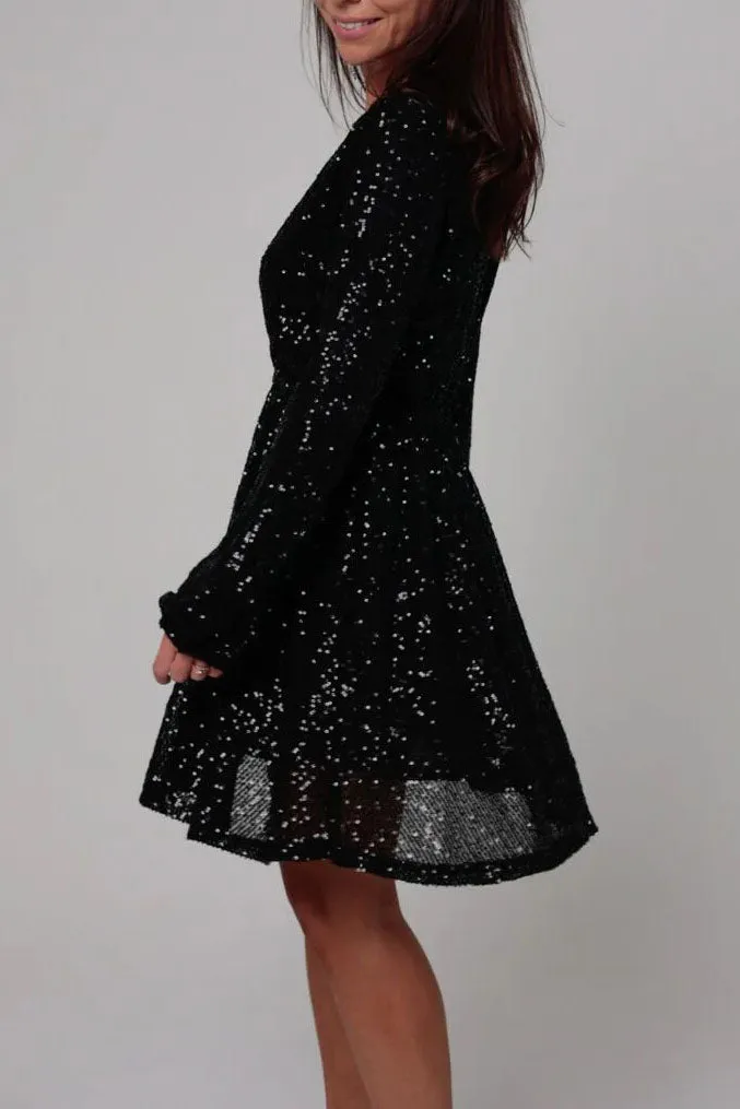 Radiates luminosity V Neck Sequin Dress