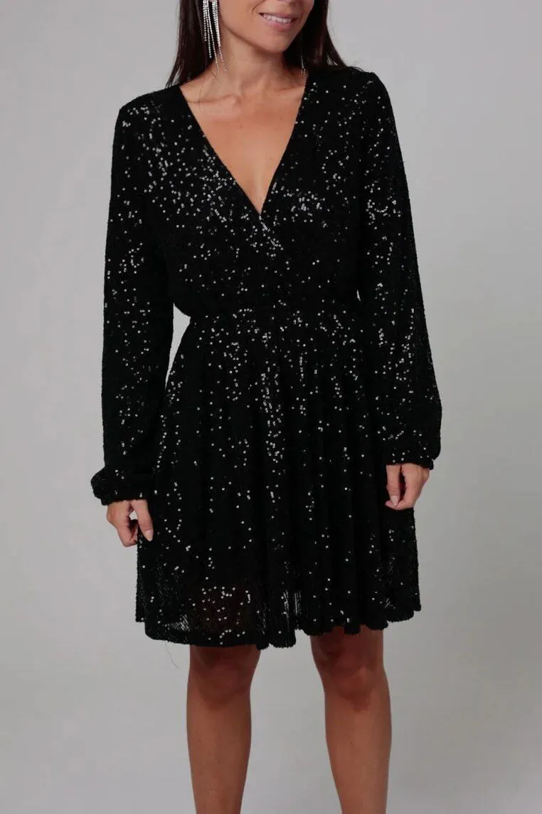 Radiates luminosity V Neck Sequin Dress