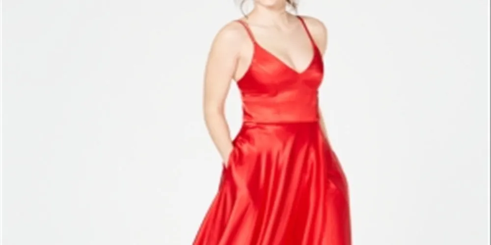 Sequin Hearts Women's Double Strap Gown Dress Red Size 11