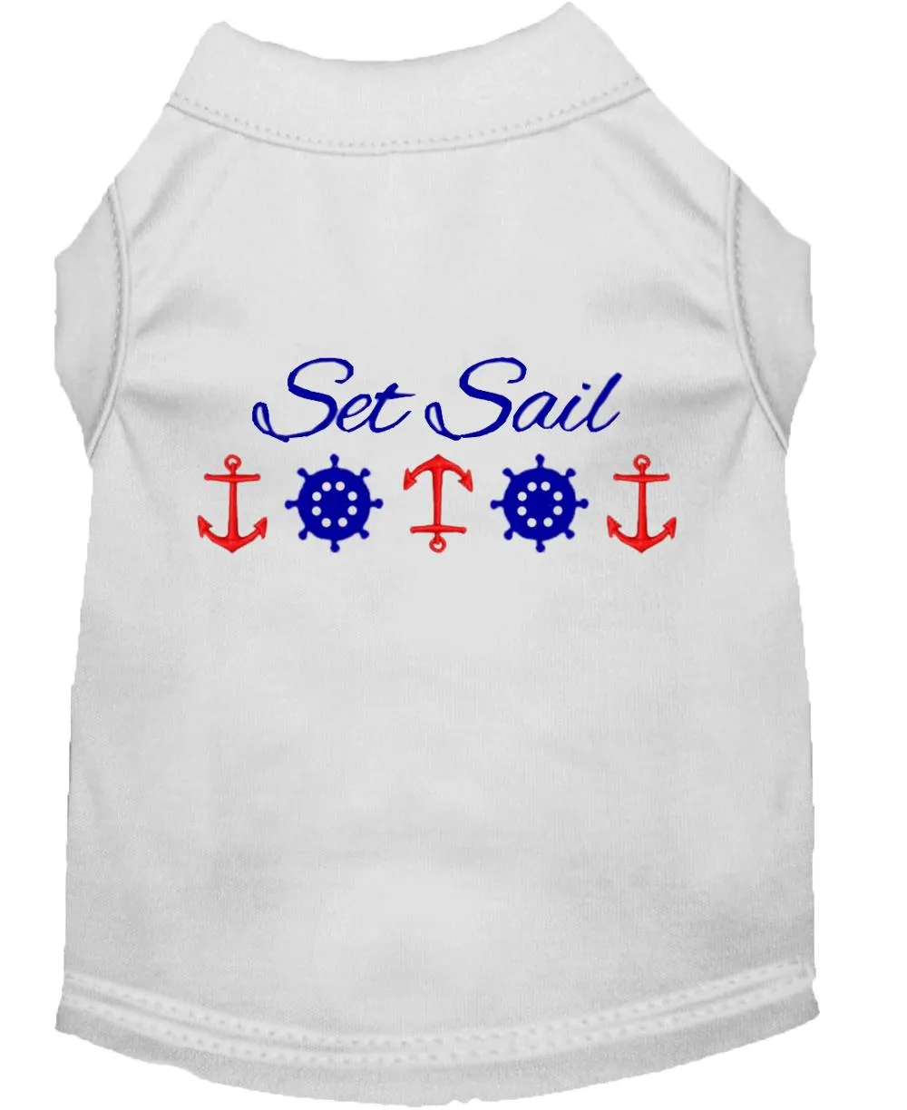 Set Sail Embroidered Dog Shirt White Xl (16)