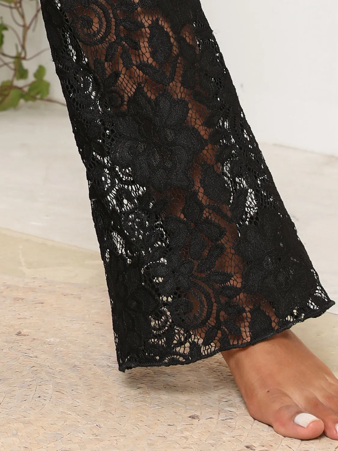 TEEK - Black Lace High Waist Swim Pants