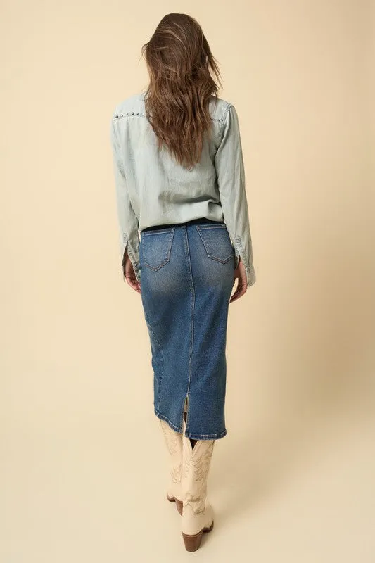 TEEK - DARK DENIM CROSSOVER SKIRT