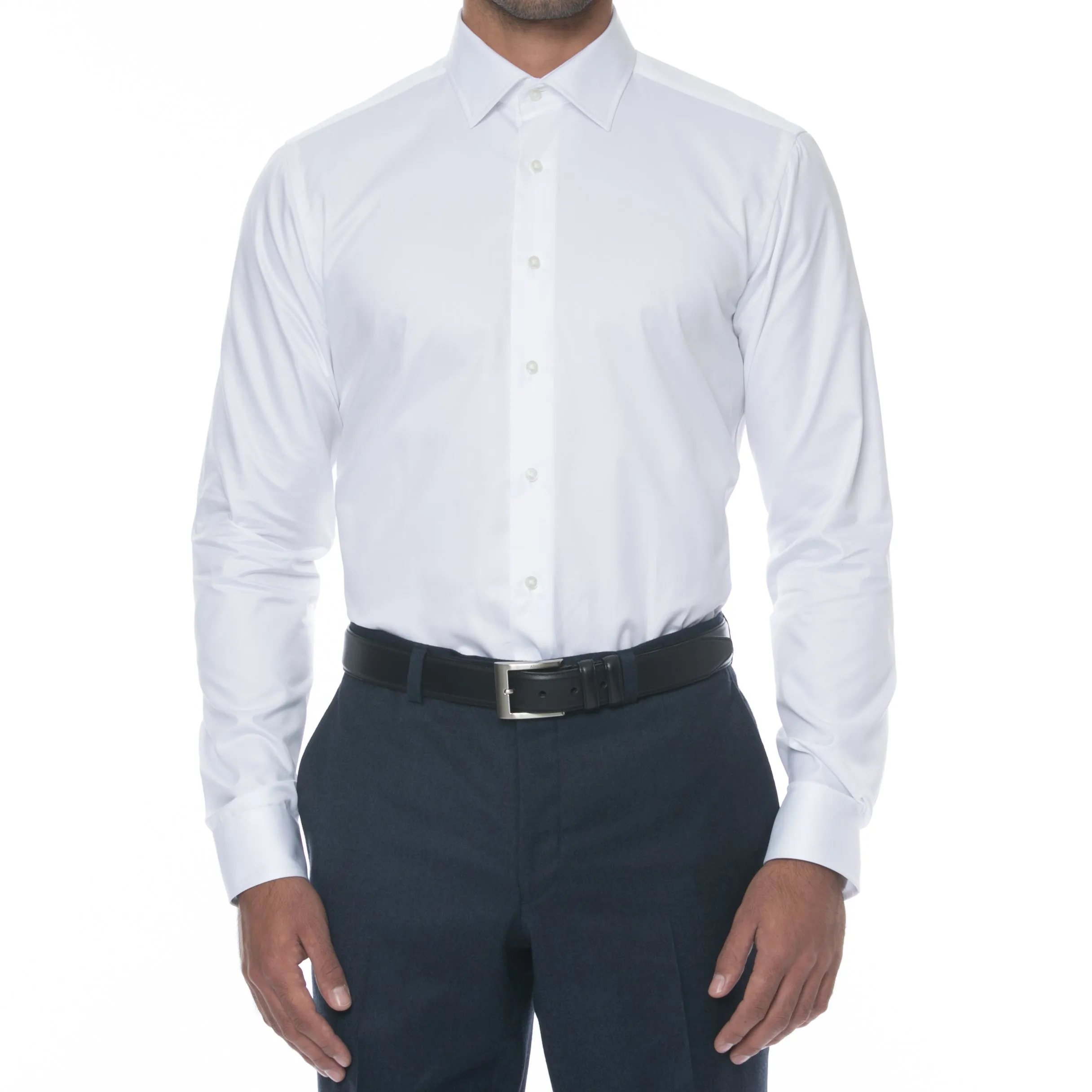 White K3 Continental Collar Dress Cotton Shirt