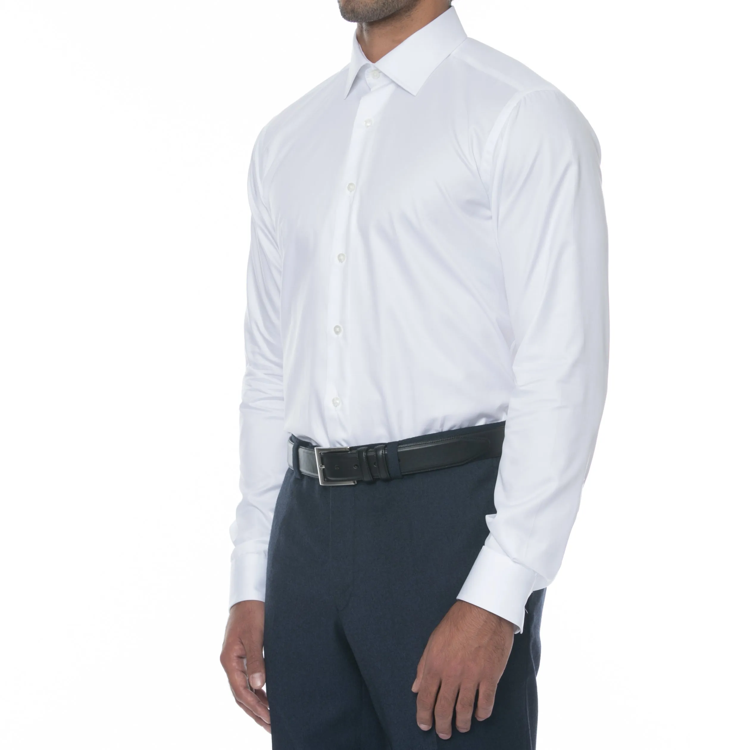 White K3 Continental Collar Dress Cotton Shirt